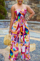 Multicolor Sexy Fashion Printed Strapless Jumpsuit