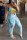 Light Blue Sexy Fashion Print Suspenders Jumpsuit