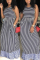 Black Fashion Casual Striped Loose Sleeveless Dress