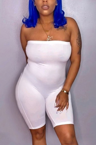 White Sexy Fashion Tight Strapless Romper