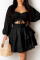 Black Sexy Casual Solid Hollowed Out Off the Shoulder Long Sleeve Dresses
