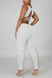 White Sexy Fashion Tight Sleeveless Jumpsuit