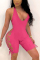 Pink Sexy Sleeveless Off Shoulder Romper