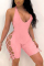 Rose Red Sexy Sleeveless Off Shoulder Romper