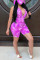 Purple Fashion Sexy Printed Sleeveless Romper