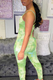 Green Sexy Fashion Print Suspenders Jumpsuit