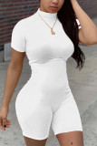 White Sexy Fashion Tight Short Sleeve Romper