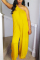 Yellow Fashion Oblique Shoulder Loose Jumpsuit