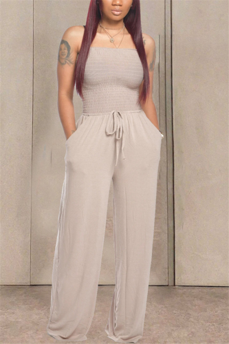Apricot Fashion Sexy Strapless Slim Jumpsuit