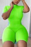 Fluorescent green Sexy Fashion Tight Short Sleeve Romper