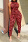 Leopard Print Sexy Casual Leopard Printing Turtleneck Skinny Jumpsuits