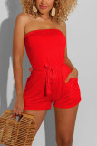 Rose Red Sexy Fashion Tube Top Romper