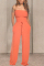 Orange Fashion Sexy Strapless Slim Jumpsuit