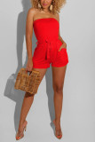 Rose Red Sexy Fashion Tube Top Romper