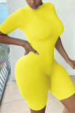 Yellow Sexy Fashion Tight Short Sleeve Romper