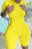 Yellow Sexy Fashion Tight Short Sleeve Romper