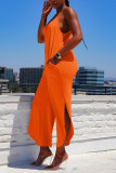 Orange Fashion Casual Loose Suspender Jumpsuit