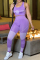 Purple Fashion Sportswear Print Basic O Neck Sleeveless Two Pieces