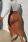 Black Brown PU Drawstring Sleeveless High Patchwork Solid bandage Split A-line skirt Capris Bottoms