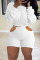 Light Blue Fashion Sexy Solid Hollowed Out Strap Design O Neck Long Sleeve Two Pieces