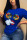 Blue Fashion Casual Print Short Sleeve T-shirt