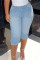 Light Blue Fashion Casual Solid Basic Plus Size Jeans