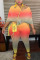 Orange Fashion Sexy adult Ma'am Print Gradient Two Piece Suits pencil Half Sleeve Two Pieces