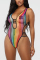 Colorful Sexy Perspective Mesh One-piece Swimsuit