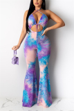 Rainbow Color Sexy Printed Off Shoulder Jumpsuit