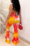 Rainbow Color Sexy Printed Off Shoulder Jumpsuit