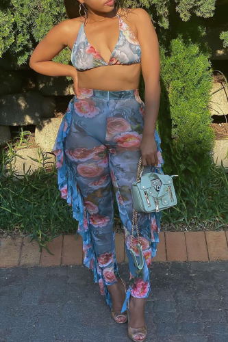 Grey Sexy Print Frenulum Swimwears