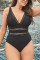 Black Sexy Cutout Plus Size Swimsuit