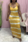 Yellow Fashion Sexy Print Backless Spaghetti Strap Sleeveless Dress
