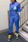 Blue Sexy Perspective Long Sleeve Jumpsuit