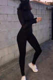 Black Fashion Casual Long Sleeve Slim Jumpsuit
