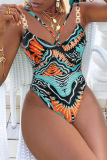 Black Sexy Print Patchwork Chains Swimwears Two Pieces