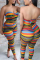 Multicolor Sexy Fashion Striped Tube Top Jumpsuit