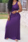 purple Sexy Solid Spaghetti Strap Swagger Dresses