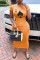 Orange Fashion Casual Plus Size Print Basic O Neck Short Sleeve Dress