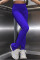 Blue Fashion Casual Solid Slit Regular High Waist Conventional Solid Trousers