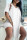 White Fashion Casual Solid Slit V Neck Short Sleeve Two Pieces