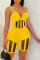 Yellow Sexy Solid Mesh Spaghetti Strap Skinny Jumpsuits