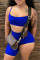 Blue Fashion Sexy Suspender Top And Shorts Two-piece Set