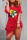 Red Fashion Casual Print Basic O Neck Short Sleeve Dress