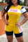 Grey Fashion Letter Printed T-shirt Shorts Sports Set
