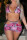 Rose Red Fashion Sexy Print Backless Swimwears Set