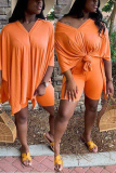 Orange Fashion Irregular Loose Casual Two-Piece