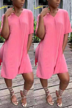 Pink Fashion Irregular Loose Casual Two-Piece