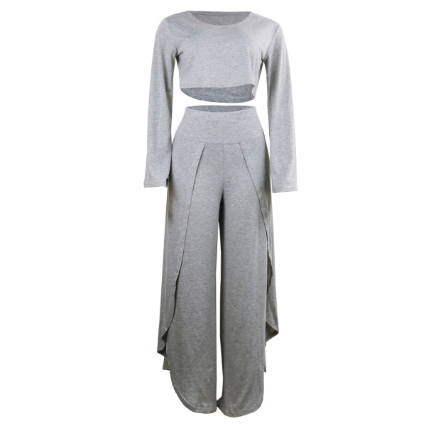 Minimalism Solid Split Pants Set