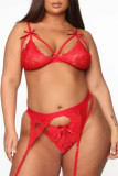 Red Sexy Patchwork Hollowed Out See-through Lingerie
